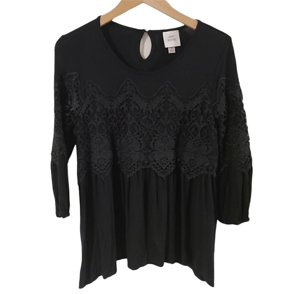 Knox Rose Black Lace Top M
